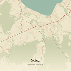 Obraz premium Vintage map of Sciez, France.
