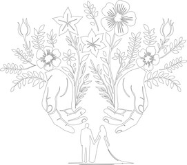 a drawing of two hands reaching out to each other