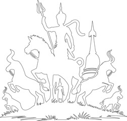 The Hindu god is depicted in black and white