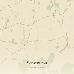 Obraz premium Vintage map of Sementron, France.