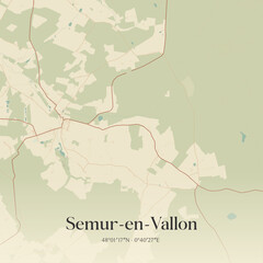 Obraz premium Vintage map of Semur-en-Vallon, France.