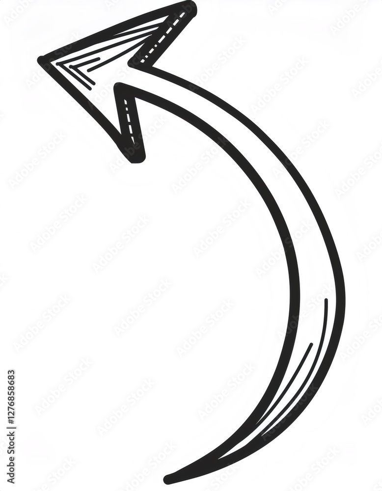 Poster sketchy arrow pointing down and left, symbolizing a direction or choice
