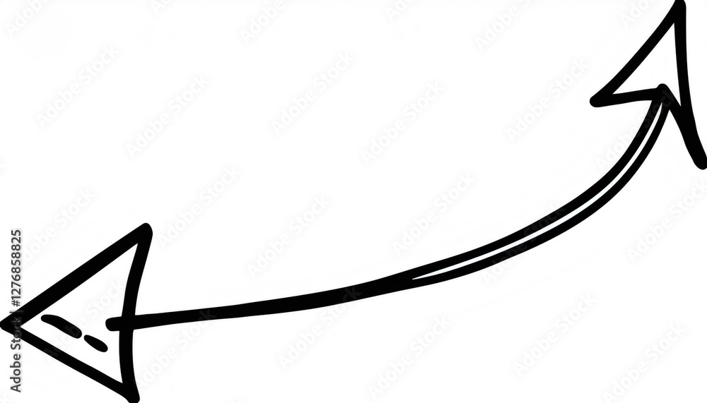 Poster sketchy arrow changing direction, making a u turn, pointing first left then right and up