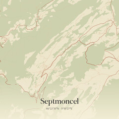 Fototapeta premium Vintage map of Septmoncel, France.