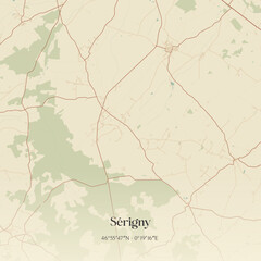 Obraz premium Vintage map of Sérigny, France.