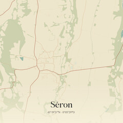Fototapeta premium Vintage map of Séron, France.