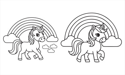 Obraz premium Simple Unicorn Outline Drawing Fun Coloring Activity for Kids