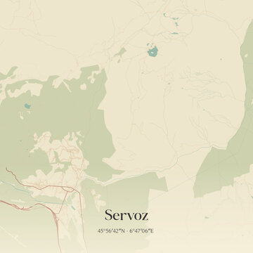 Vintage map of Servoz, France.