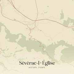 Obraz premium Vintage map of Sévérac-l'Église, France.