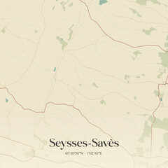 Fototapeta premium Vintage map of Seysses-Savès, France.