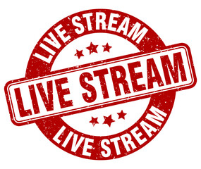 live stream stamp. live stream label. round grunge sign