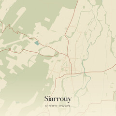 Obraz premium Vintage map of Siarrouy, France.