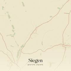 Fototapeta premium Vintage map of Siegen, France.