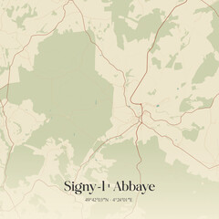 Obraz premium Vintage map of Signy-l'Abbaye, France.