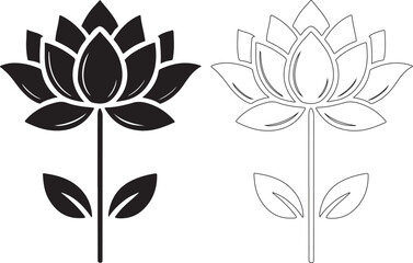 a black and white lotus flower on a white background