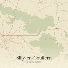 Fototapeta premium Vintage map of Silly-en-Gouffern, France.
