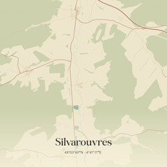 Obraz premium Vintage map of Silvarouvres, France.