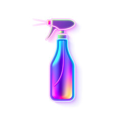 Spray bottle holographic 3D icon. neon symbol vector illustration isolated on white background. Generative AI