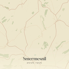 Fototapeta premium Vintage map of Smermesnil, France.