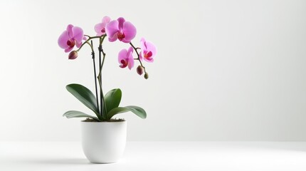 Obraz premium Pink Orchid in White Flower Pot - High Definition