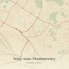 Obraz premium Vintage map of Soisy-sous-Montmorency, France.