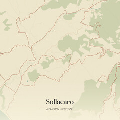 Obraz premium Vintage map of Sollacaro, France.