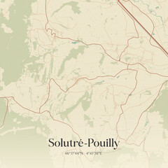 Obraz premium Vintage map of Solutré-Pouilly, France.