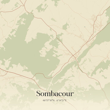 Vintage map of Sombacour, France.