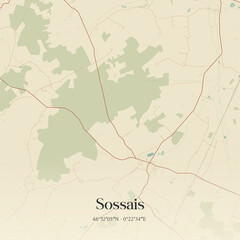 Obraz premium Vintage map of Sossais, France.