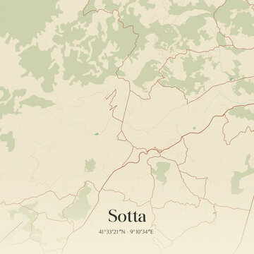 Vintage map of Sotta, France.