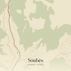 Obraz premium Vintage map of Soubès, France.