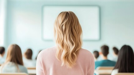 vibrant and modern classroom filled with engaged students teacher subtly visible at front