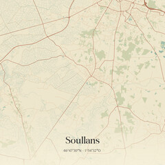Obraz premium Vintage map of Soullans, France.