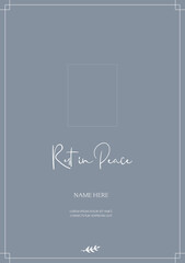Obituary funeral flyer background layout card for print social post in simple floral illustration style