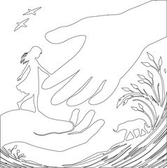 a drawing of two hands reaching out to each other