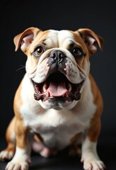 Fototapeta premium A English Bulldog looking shocked with a very exaggerated expression and open mouth