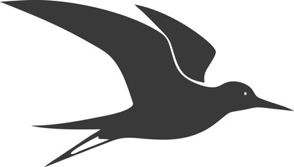 Tern Bird Silhouette Vector Icon White Background.