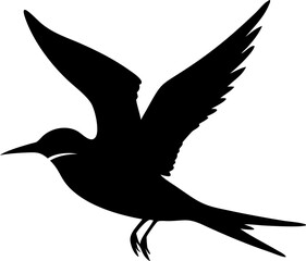 Tern Bird Silhouette Vector Icon White Background.