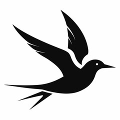 Tern Bird Silhouette Vector Icon White Background.