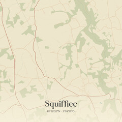Fototapeta premium Vintage map of Squiffiec, France.