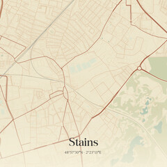 Fototapeta premium Vintage map of Stains, France.
