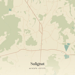 Obraz premium Vintage map of Sulignat, France.