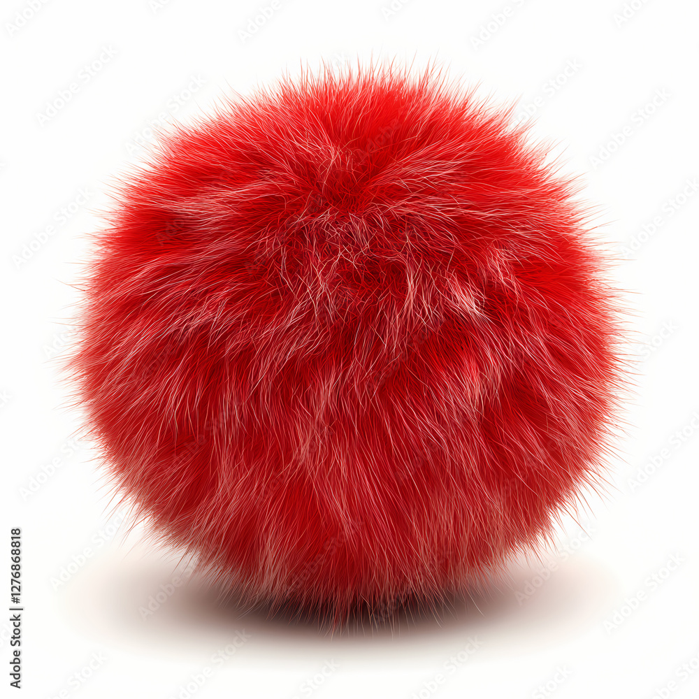 Aufkleber fluffy red pom sphere with a soft texture and vibrant color. generative ai