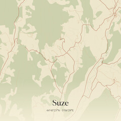 Obraz premium Vintage map of Suze, France.