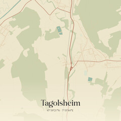 Obraz premium Vintage map of Tagolsheim, France.