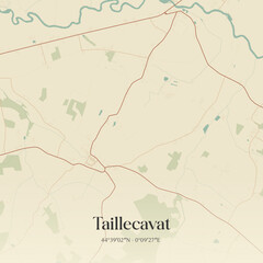 Fototapeta premium Vintage map of Taillecavat, France.