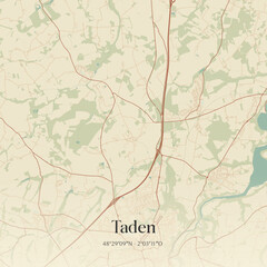 Obraz premium Vintage map of Taden, France.