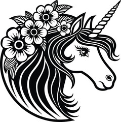 unicorn head vector with flowers