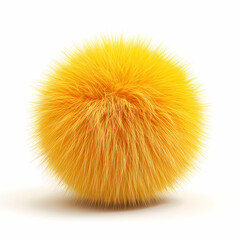Colorful fluffy yellow pom pom for decoration or crafts. Generative AI