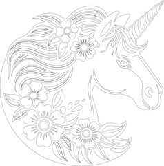 Obraz premium unicorn head vector with flowers